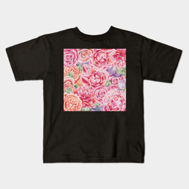 A rosi is a rose is a rose is a rose. Cute floral design in pink and purple Kids T-Shirt by mivpiv